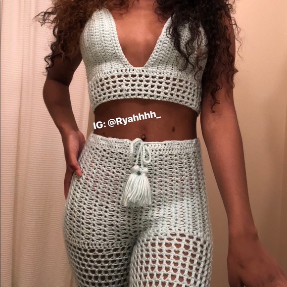 crochet pants and top